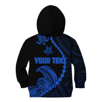 Personalised Guam Kid Hoodie Tribal Turtles Curves Style - Blue - Wonder Print Shop