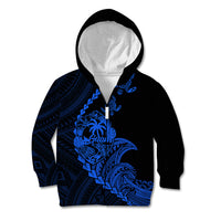 Personalised Guam Kid Hoodie Tribal Turtles Curves Style - Blue - Wonder Print Shop