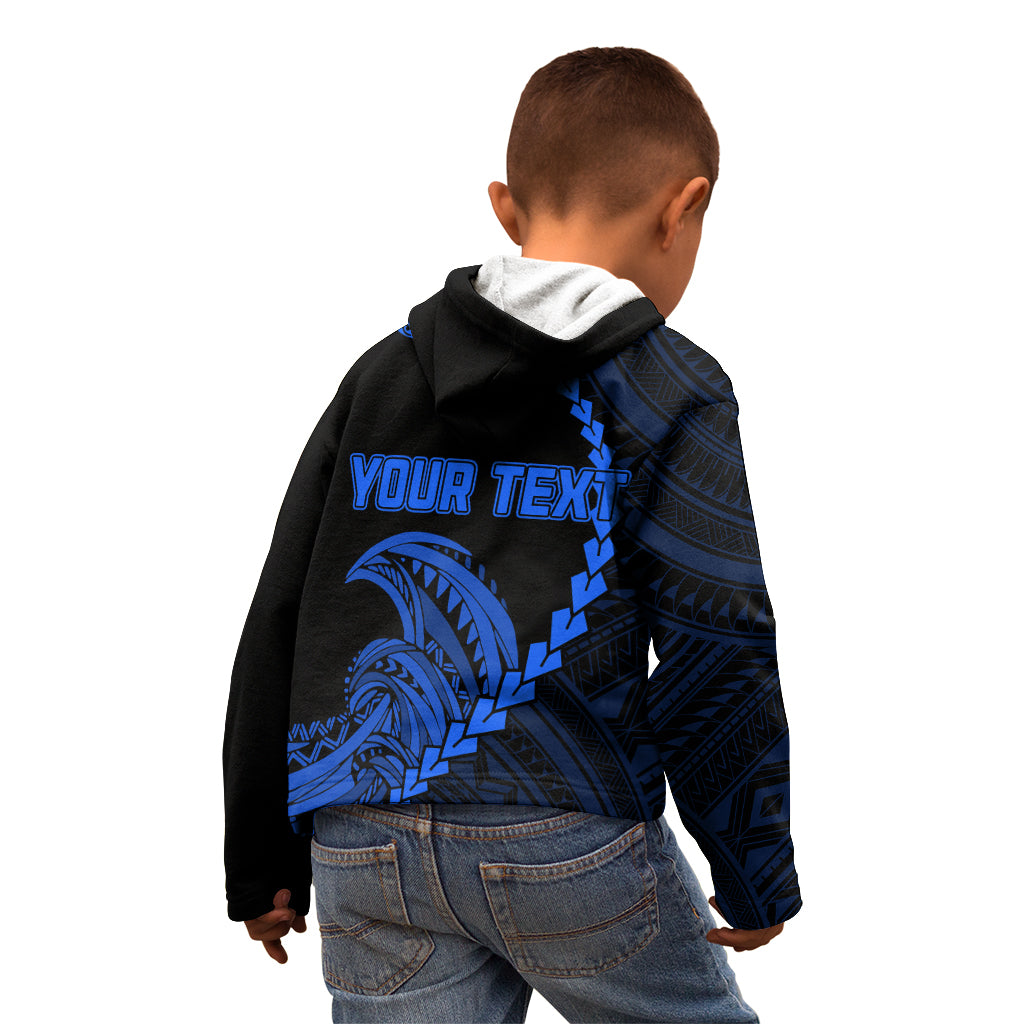 Personalised Guam Kid Hoodie Tribal Turtles Curves Style - Blue - Wonder Print Shop