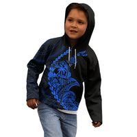 Personalised Guam Kid Hoodie Tribal Turtles Curves Style - Blue - Wonder Print Shop