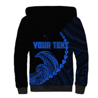 Personalised Guam Sherpa Hoodie Tribal Turtles Curves Style - Blue - Wonder Print Shop
