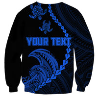 Personalised Guam Sweatshirt Tribal Turtles Curves Style - Blue - Wonder Print Shop
