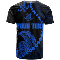 Personalised Guam T Shirt Tribal Turtles Curves Style - Blue - Wonder Print Shop