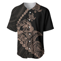 Personalised Guam Baseball Jersey Tribal Turtles Curves Style - Brown LT7 - Wonder Print Shop