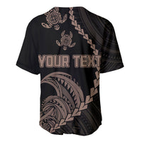 Personalised Guam Baseball Jersey Tribal Turtles Curves Style - Brown LT7 - Wonder Print Shop