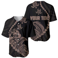 Personalised Guam Baseball Jersey Tribal Turtles Curves Style - Brown LT7 - Wonder Print Shop
