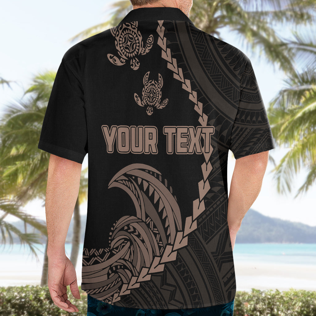 Personalised Guam Hawaiian Shirt Tribal Turtles Curves Style - Brown - Wonder Print Shop