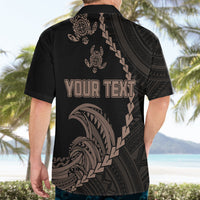 Personalised Guam Hawaiian Shirt Tribal Turtles Curves Style - Brown - Wonder Print Shop