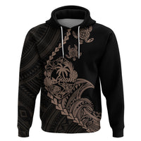 Custom Guam Hoodie Tribal Turtles Curves Style - Brown - Wonder Print Shop