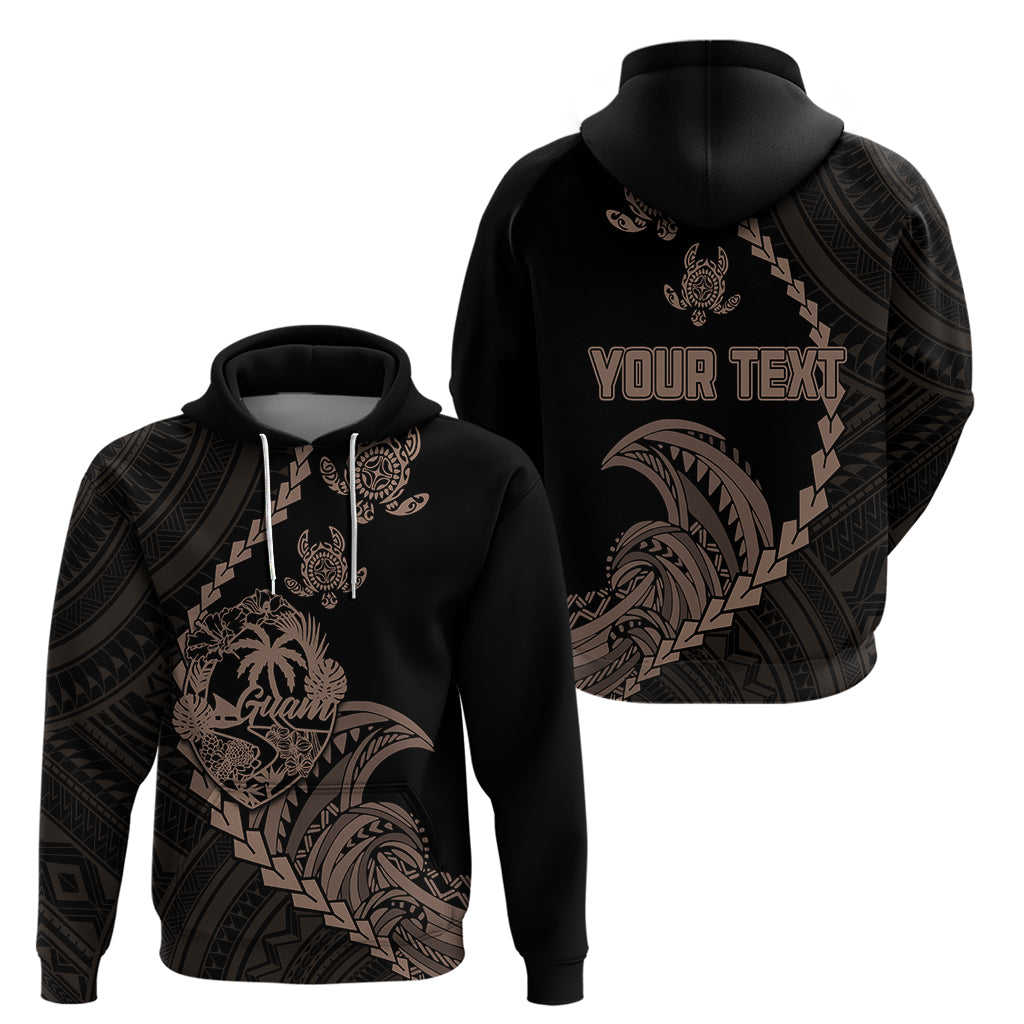 Custom Guam Hoodie Tribal Turtles Curves Style - Brown - Wonder Print Shop