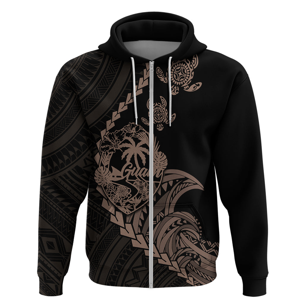 Custom Guam Hoodie Tribal Turtles Curves Style - Brown - Wonder Print Shop