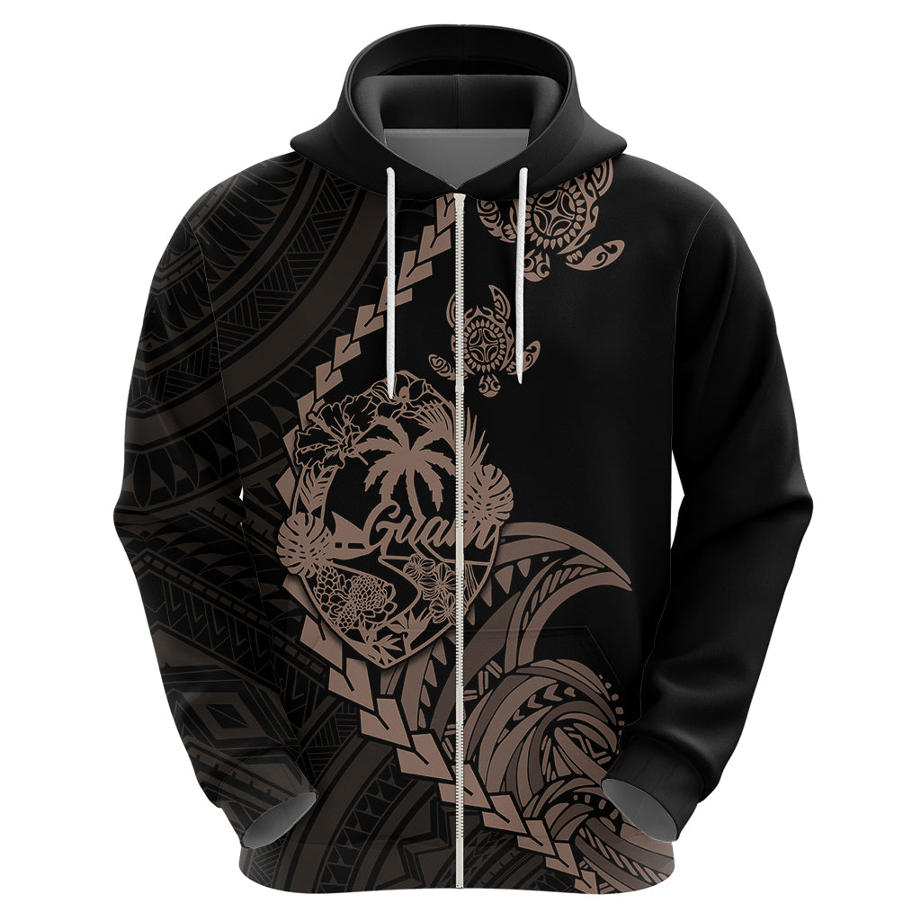 Custom Guam Hoodie Tribal Turtles Curves Style - Brown - Wonder Print Shop
