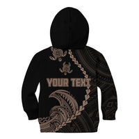 Personalised Guam Kid Hoodie Tribal Turtles Curves Style - Brown - Wonder Print Shop