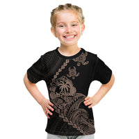 Personalised Guam Kid T Shirt Tribal Turtles Curves Style - Brown - Wonder Print Shop
