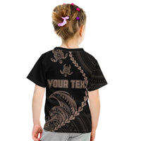 Personalised Guam Kid T Shirt Tribal Turtles Curves Style - Brown - Wonder Print Shop