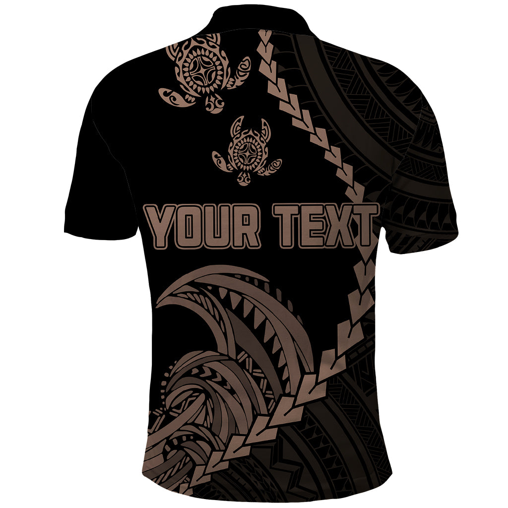 Custom Guam Polo Shirt Tribal Turtles Curves Style Brown - Wonder Print Shop