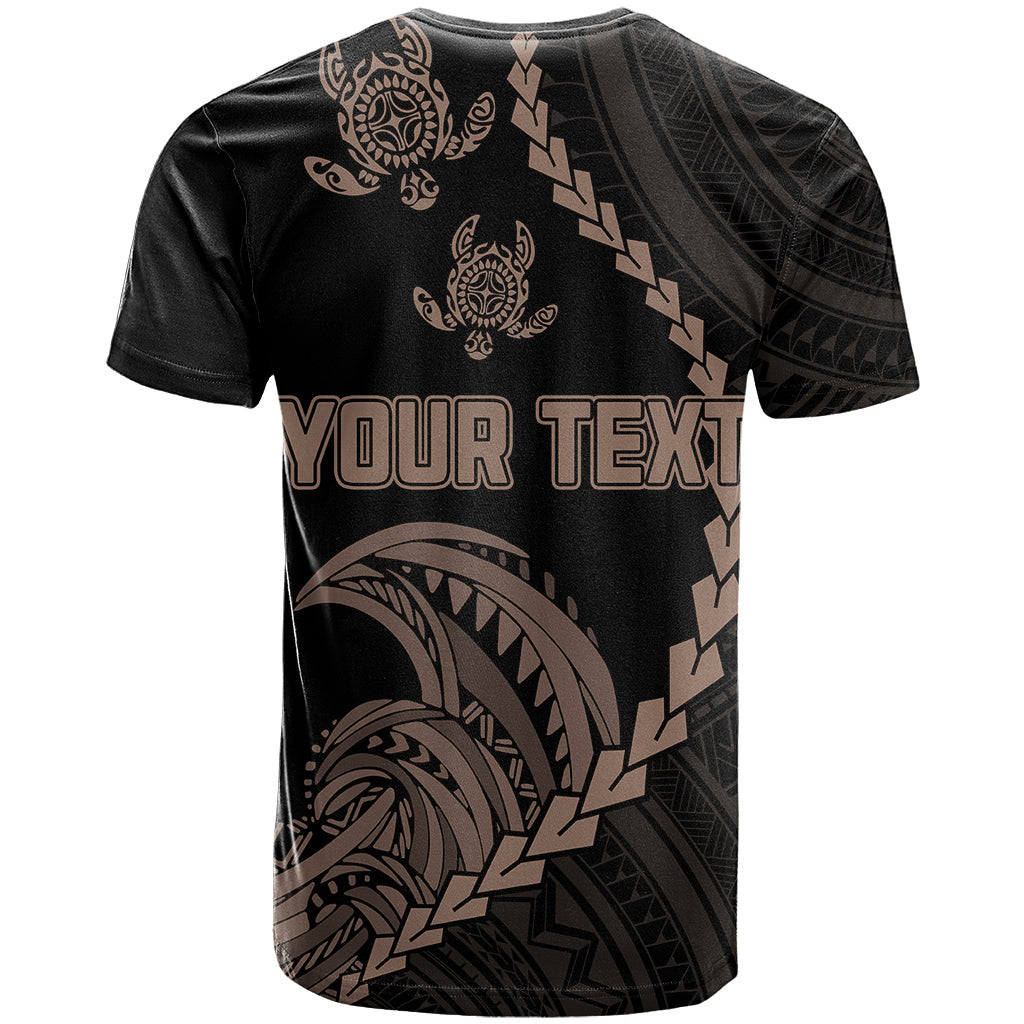 Personalised Guam T Shirt Tribal Turtles Curves Style - Brown - Wonder Print Shop