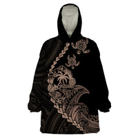 Personalised Guam Wearable Blanket Hoodie Tribal Turtles Curves Style - Brown - Wonder Print Shop