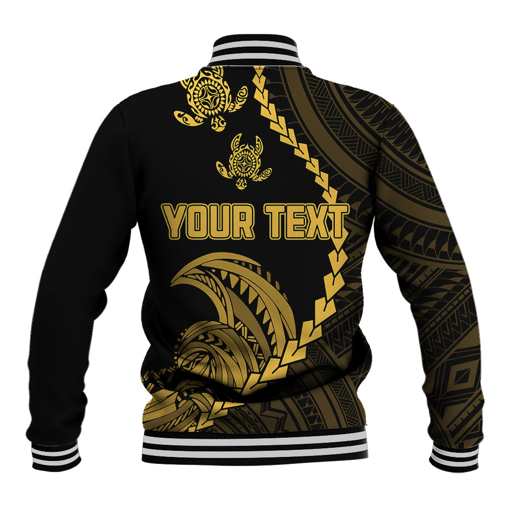 Personalised Guam Baseball Jacket Tribal Turtles Curves Style - Gold LT7 - Wonder Print Shop