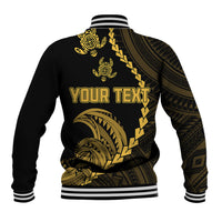 Personalised Guam Baseball Jacket Tribal Turtles Curves Style - Gold LT7 - Wonder Print Shop