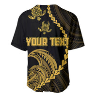 Personalised Guam Baseball Jersey Tribal Turtles Curves Style - Gold LT7 - Wonder Print Shop