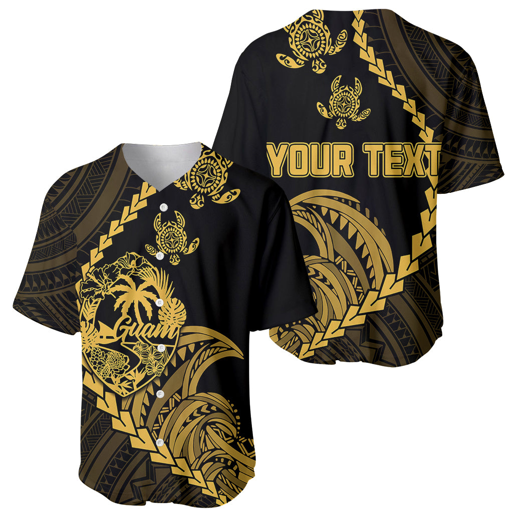 Personalised Guam Baseball Jersey Tribal Turtles Curves Style - Gold LT7 - Wonder Print Shop