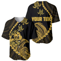 Personalised Guam Baseball Jersey Tribal Turtles Curves Style - Gold LT7 - Wonder Print Shop