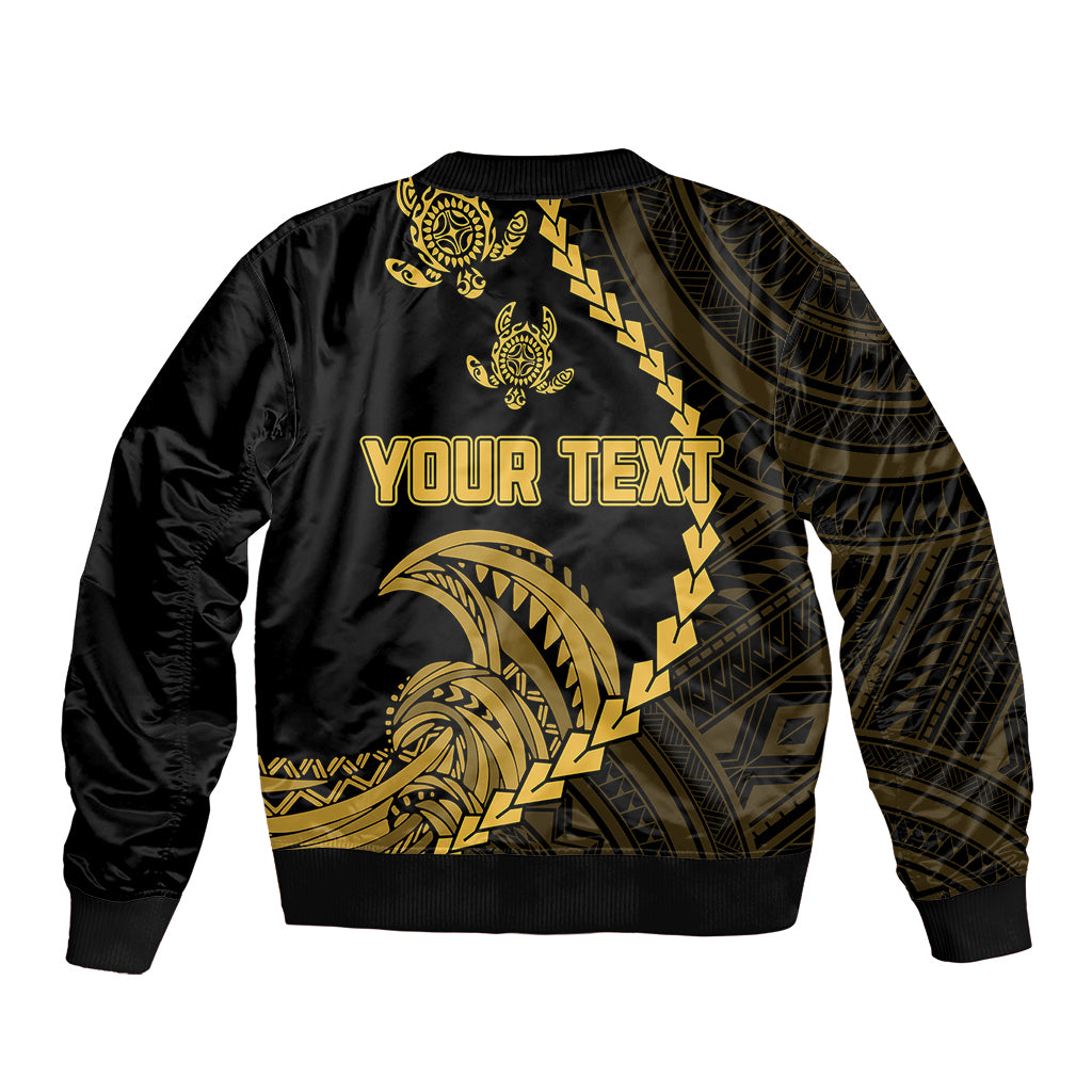 Personalised Guam Bomber Jacket Tribal Turtles Curves Style - Gold LT7 - Wonder Print Shop