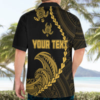 Personalised Guam Hawaiian Shirt Tribal Turtles Curves Style - Gold - Wonder Print Shop