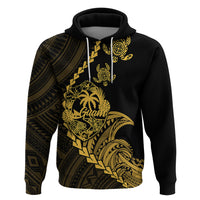 Custom Guam Hoodie Tribal Turtles Curves Style - Gold - Wonder Print Shop