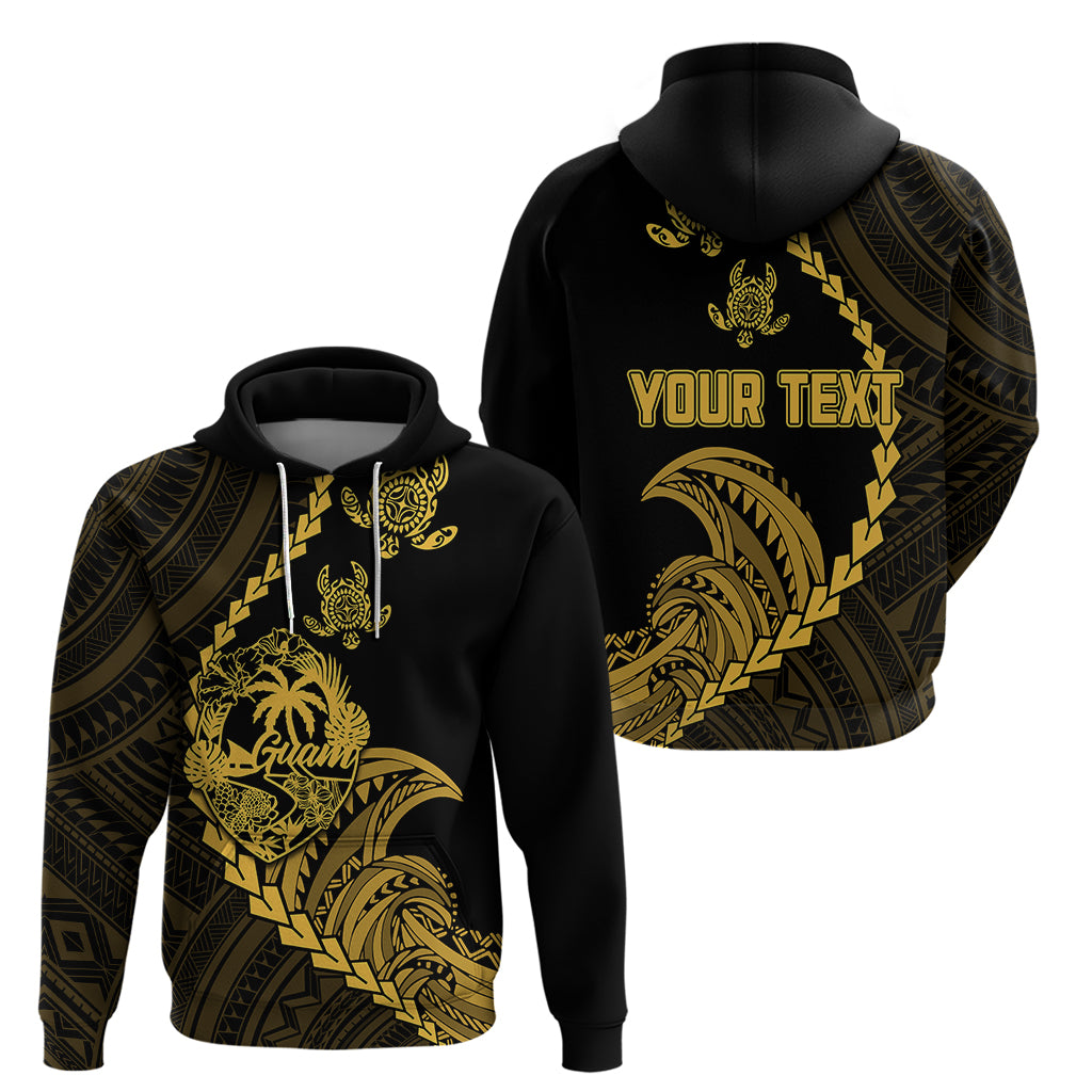 Custom Guam Hoodie Tribal Turtles Curves Style - Gold - Wonder Print Shop