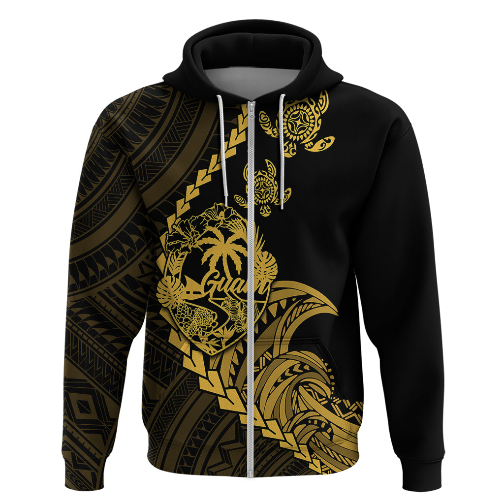 Custom Guam Hoodie Tribal Turtles Curves Style - Gold - Wonder Print Shop