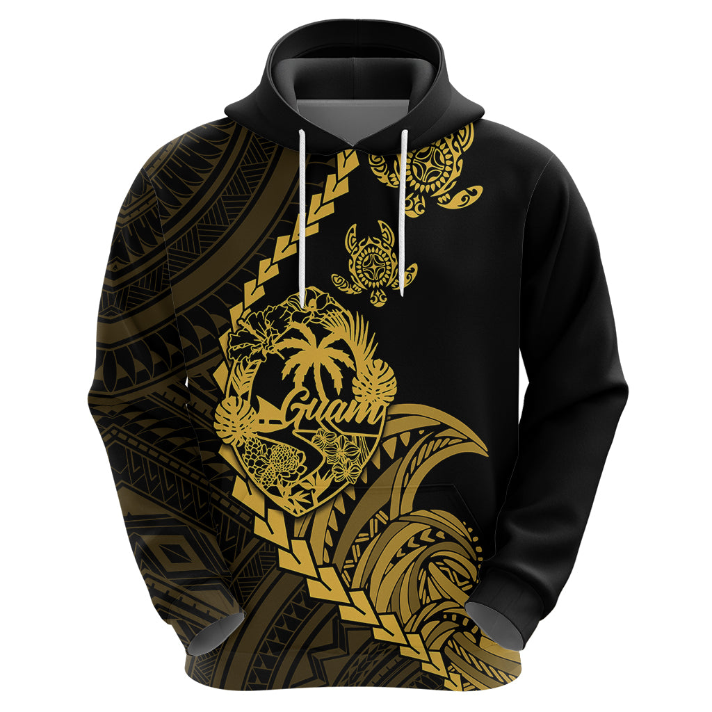 Custom Guam Hoodie Tribal Turtles Curves Style - Gold - Wonder Print Shop