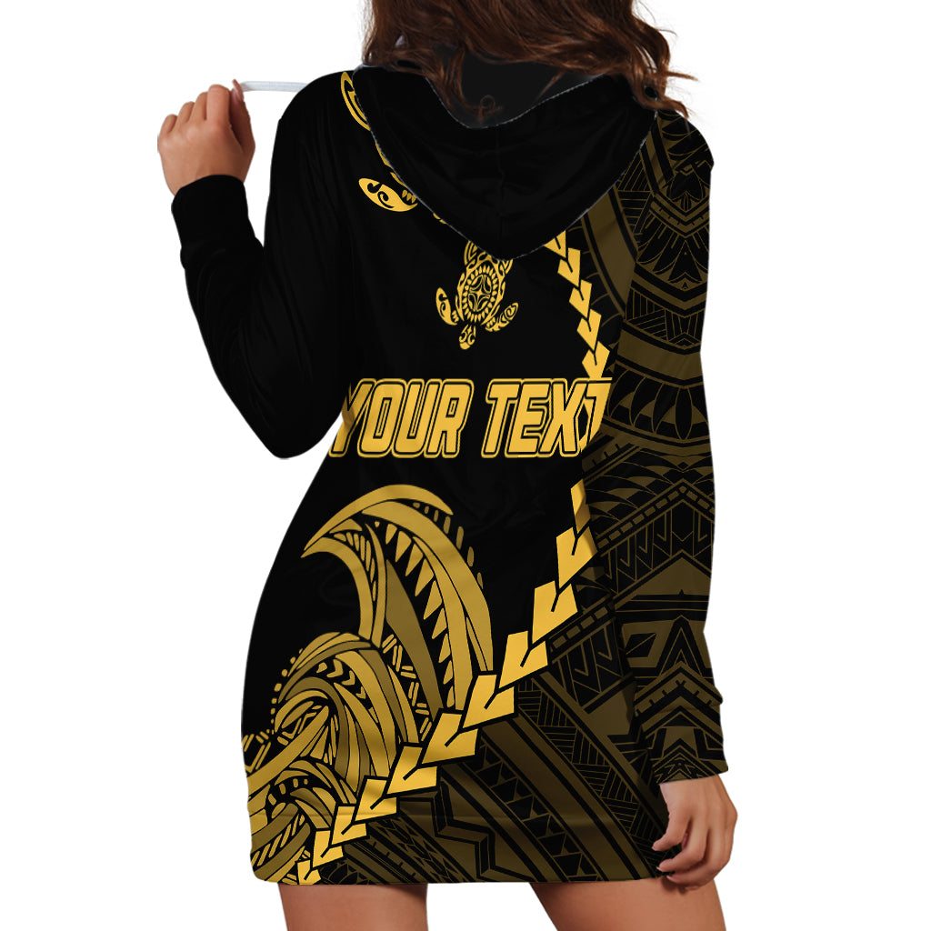 Personalised Guam Hoodie Dress Tribal Turtles Curves Style - Gold - Wonder Print Shop