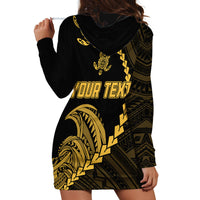 Personalised Guam Hoodie Dress Tribal Turtles Curves Style - Gold - Wonder Print Shop