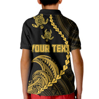 Custom Guam Polo Shirt for Kid Tribal Turtles Curves Style Gold - Wonder Print Shop