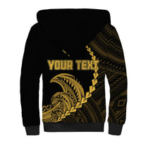 Personalised Guam Sherpa Hoodie Tribal Turtles Curves Style - Gold - Wonder Print Shop