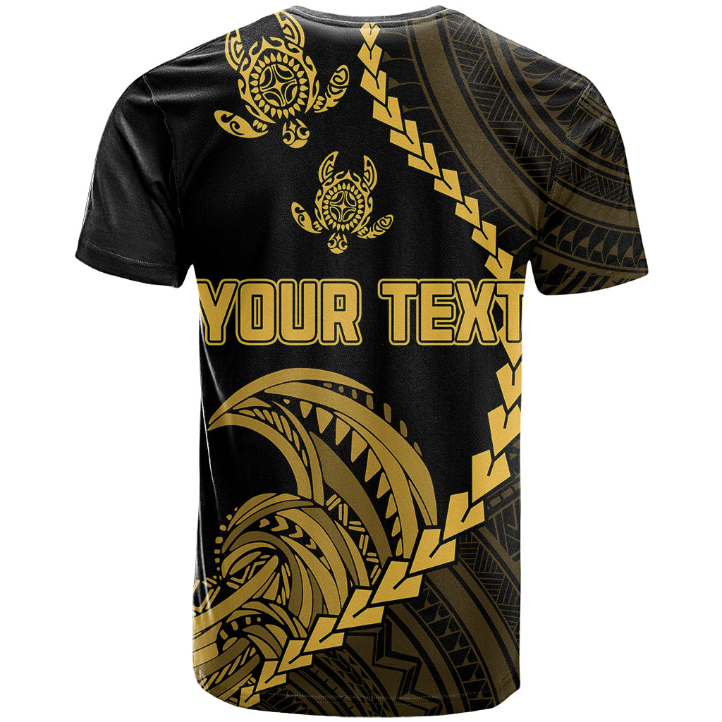 Personalised Guam T Shirt Tribal Turtles Curves Style - Gold - Wonder Print Shop