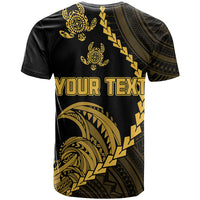 Personalised Guam T Shirt Tribal Turtles Curves Style - Gold - Wonder Print Shop