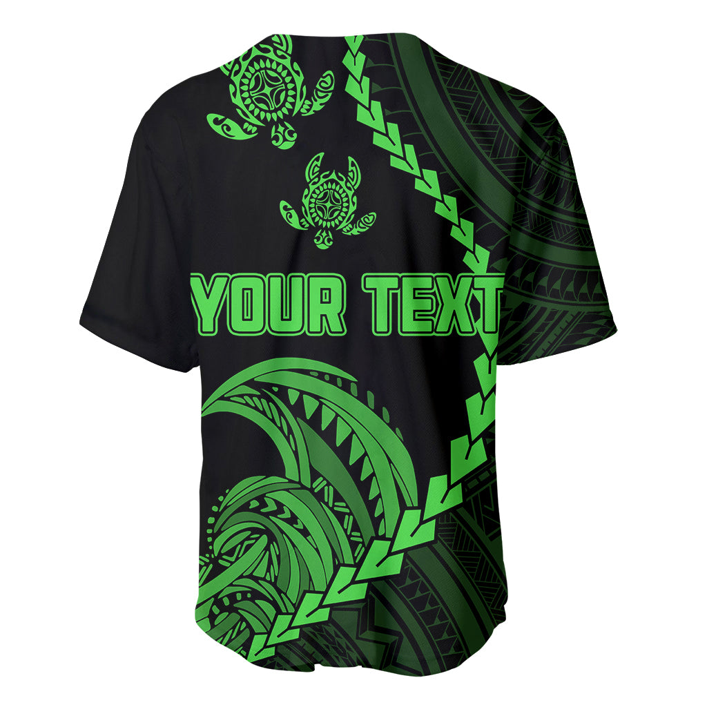 Personalised Guam Baseball Jersey Tribal Turtles Curves Style - Green LT7 - Wonder Print Shop