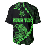 Personalised Guam Baseball Jersey Tribal Turtles Curves Style - Green LT7 - Wonder Print Shop