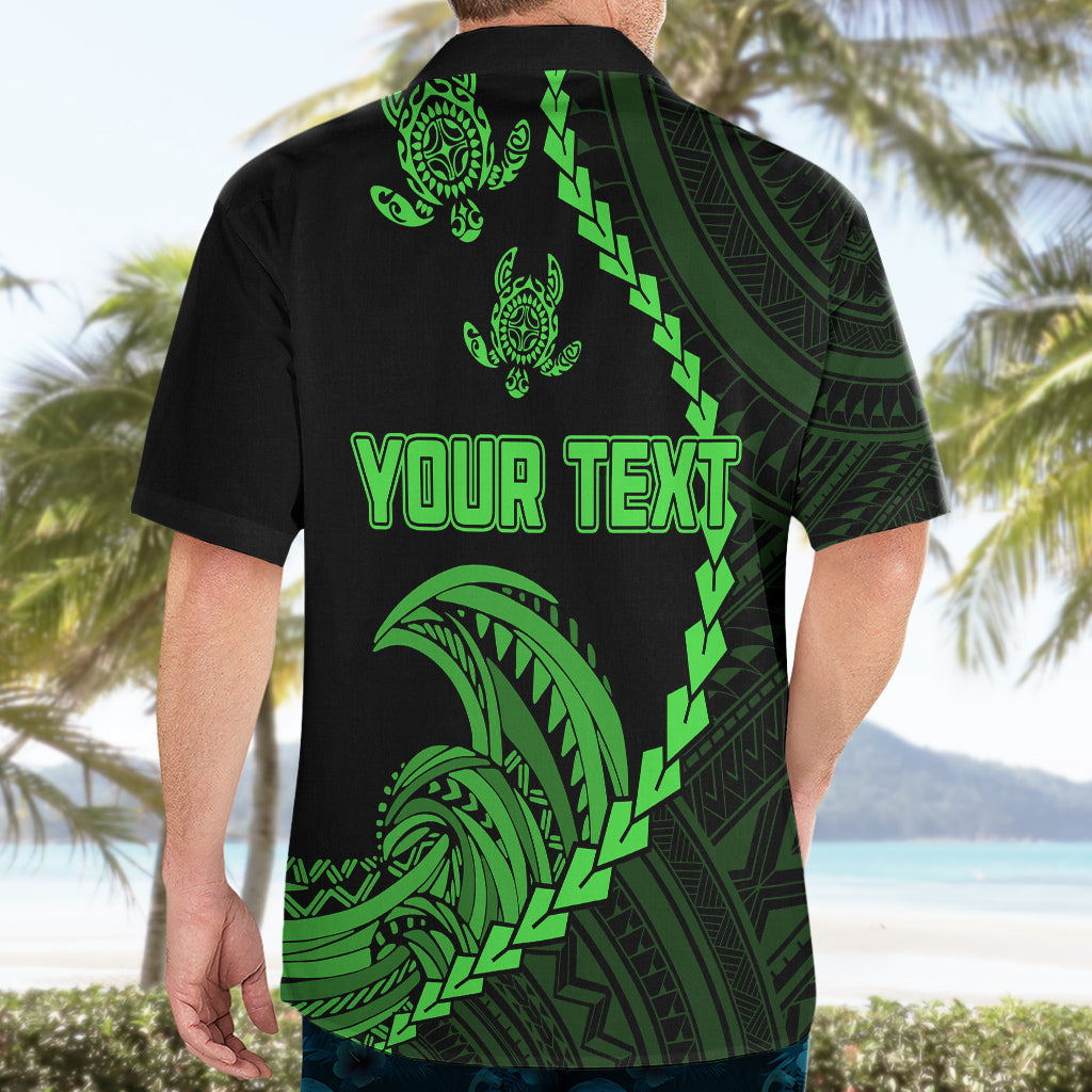 Personalised Guam Hawaiian Shirt Tribal Turtles Curves Style - Green - Wonder Print Shop