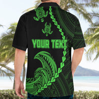 Personalised Guam Hawaiian Shirt Tribal Turtles Curves Style - Green - Wonder Print Shop