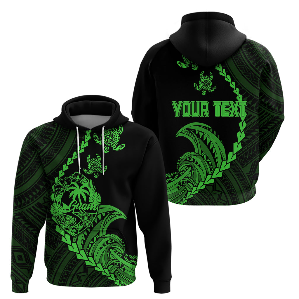 Custom Guam Hoodie Tribal Turtles Curves Style - Green - Wonder Print Shop