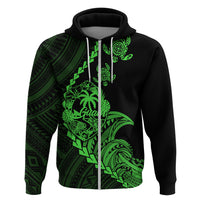 Custom Guam Hoodie Tribal Turtles Curves Style - Green - Wonder Print Shop