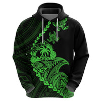 Custom Guam Hoodie Tribal Turtles Curves Style - Green - Wonder Print Shop