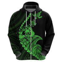 Custom Guam Hoodie Tribal Turtles Curves Style - Green - Wonder Print Shop