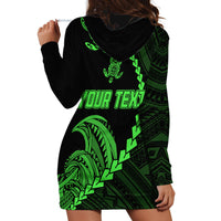 Personalised Guam Hoodie Dress Tribal Turtles Curves Style - Green - Wonder Print Shop