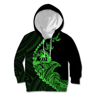 Personalised Guam Kid Hoodie Tribal Turtles Curves Style - Green - Wonder Print Shop