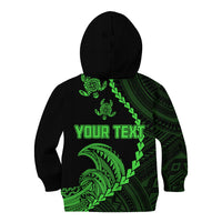 Personalised Guam Kid Hoodie Tribal Turtles Curves Style - Green - Wonder Print Shop